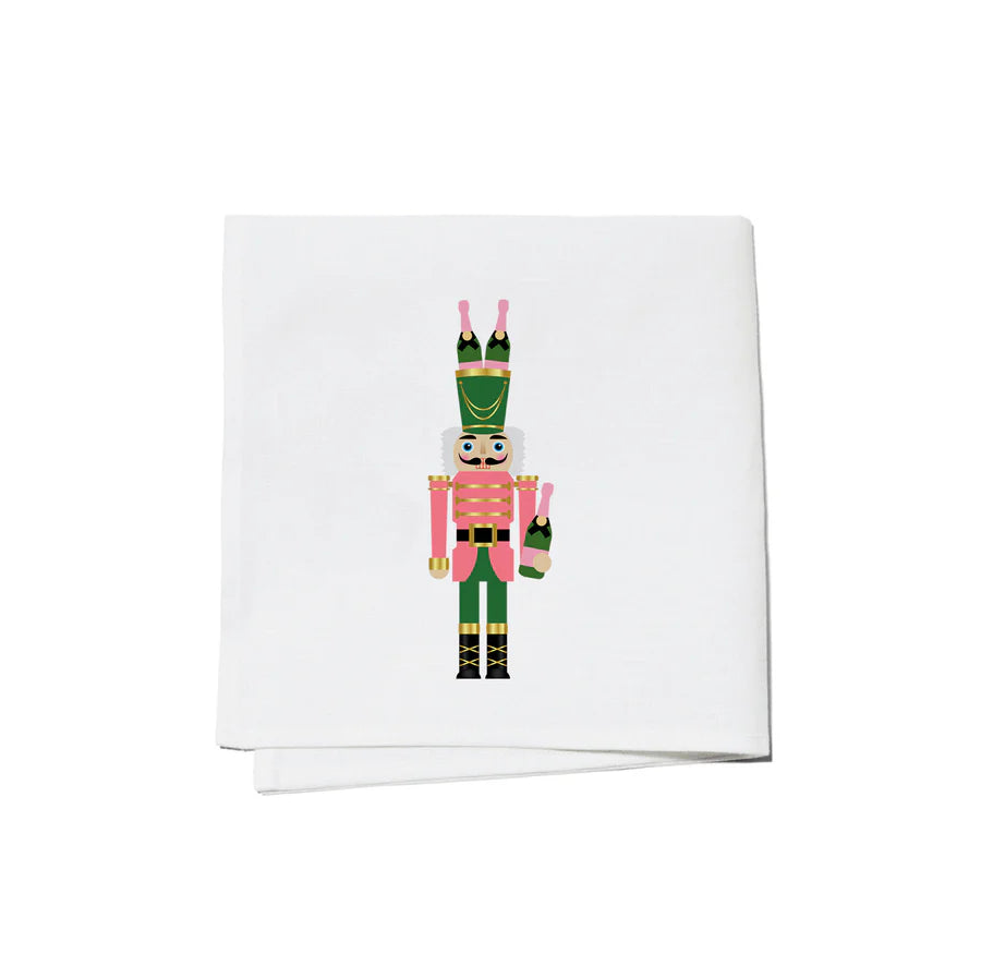 Nutcracker-themed reusable cocktail napkins, set of 4, for holiday entertaining.